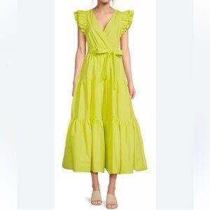 A Loves A Elegant Lime Green Ruffle Maxi Dress